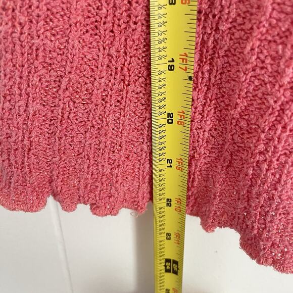 Y2K Knit Babydoll Top L Pink Ruffle Wrap Silk Linen Fairy Coquette Cottage Boho - Picture 7 of 7